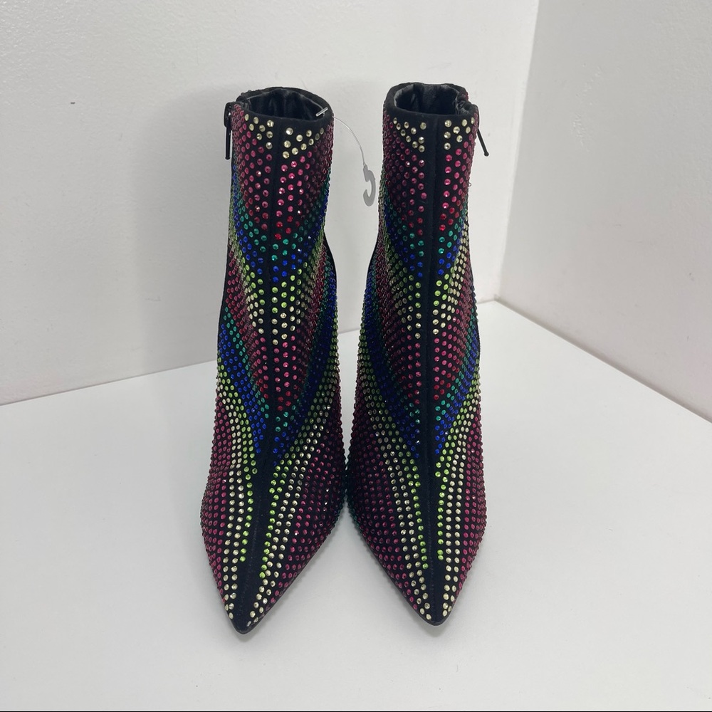 Sparkle Pointed Toe Heel Boots Booties Multicolor… - image 3
